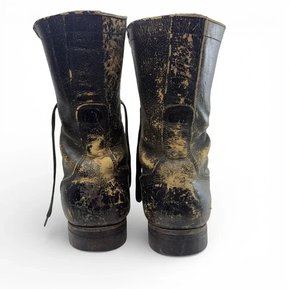 Combat Jump Boots Men Size 10.5-11 VTG 1950s Weathered Black Leather BF Goodrich